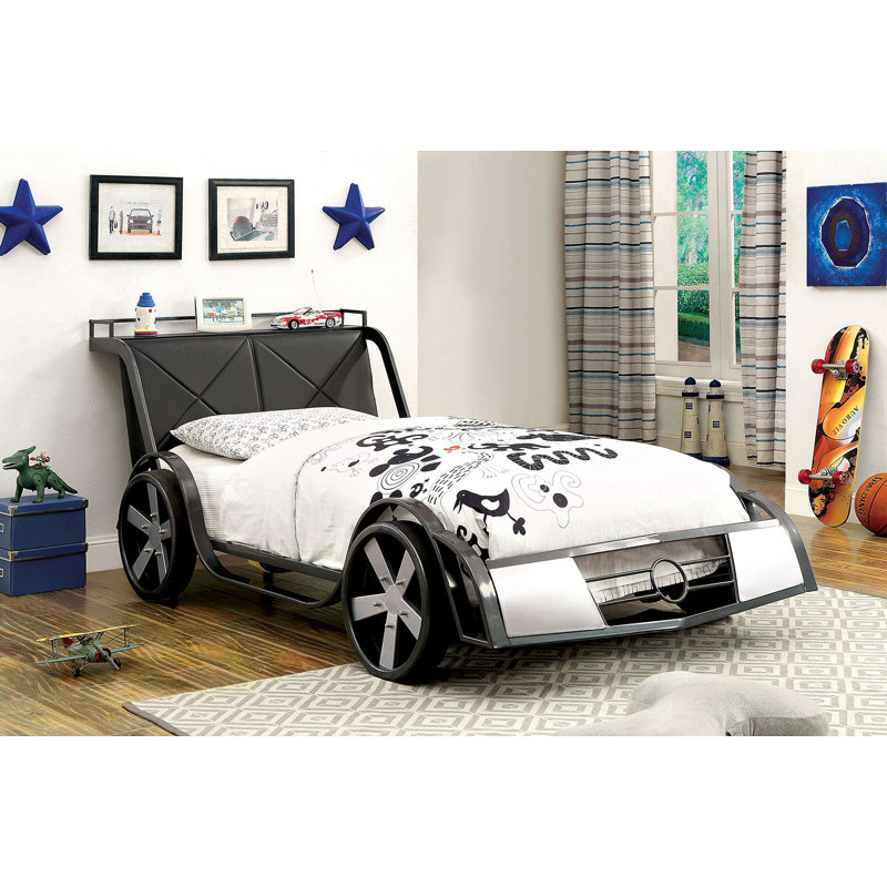 Zoomie Kids Bromborough Metal Car Bed with Bookcase by Zoomie Kids & Reviews Wayfair